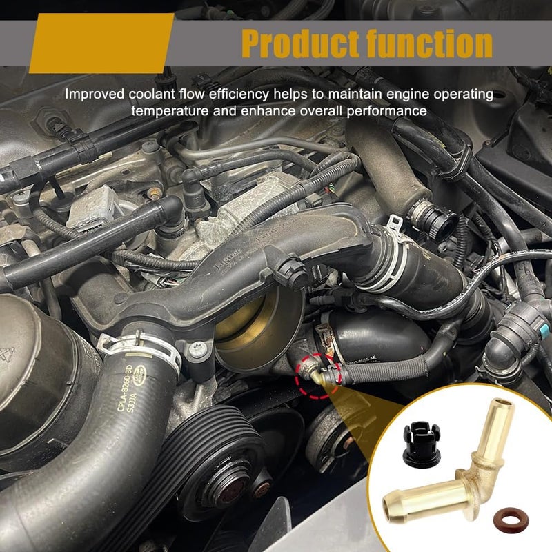 Lyxheth Car Thermostat Outlet Hose Connector Water Outlet Hose Connector Kit LR049990 Replacement for Jaguar XF 2010-2012,XJ 2011-2013,XK 2010-2015 Land Rover Range Rover/Sport Discovery 4 Velar 5.0 V8 3.0 V6 - Image 3